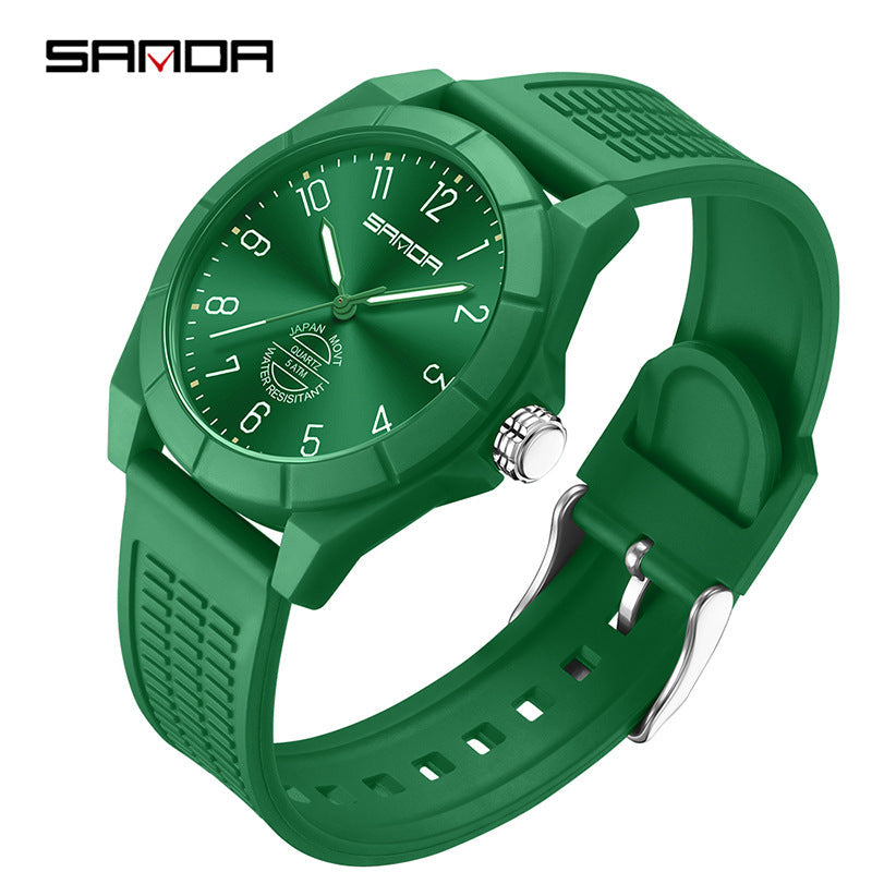 Sanda Luminous Waterproof Quartz Watch – Fashion Student Casual Wristwatch