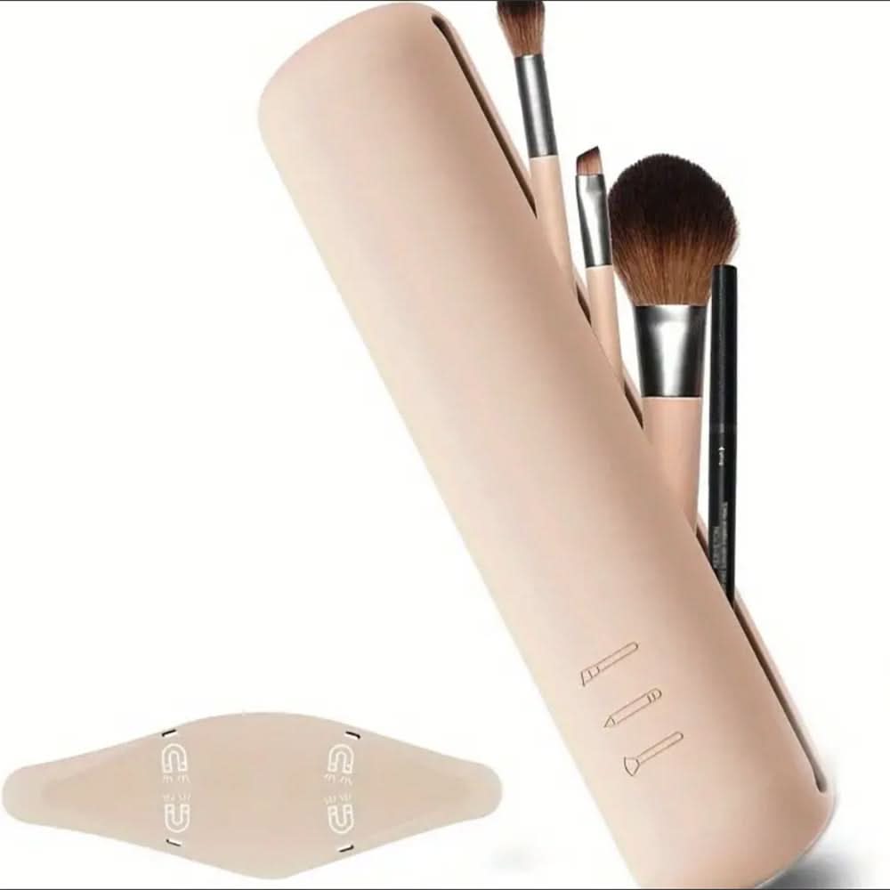 Silicone Makeup Brush & Eyebrow Pencil Storage Box – Portable & Dustproof Organizer