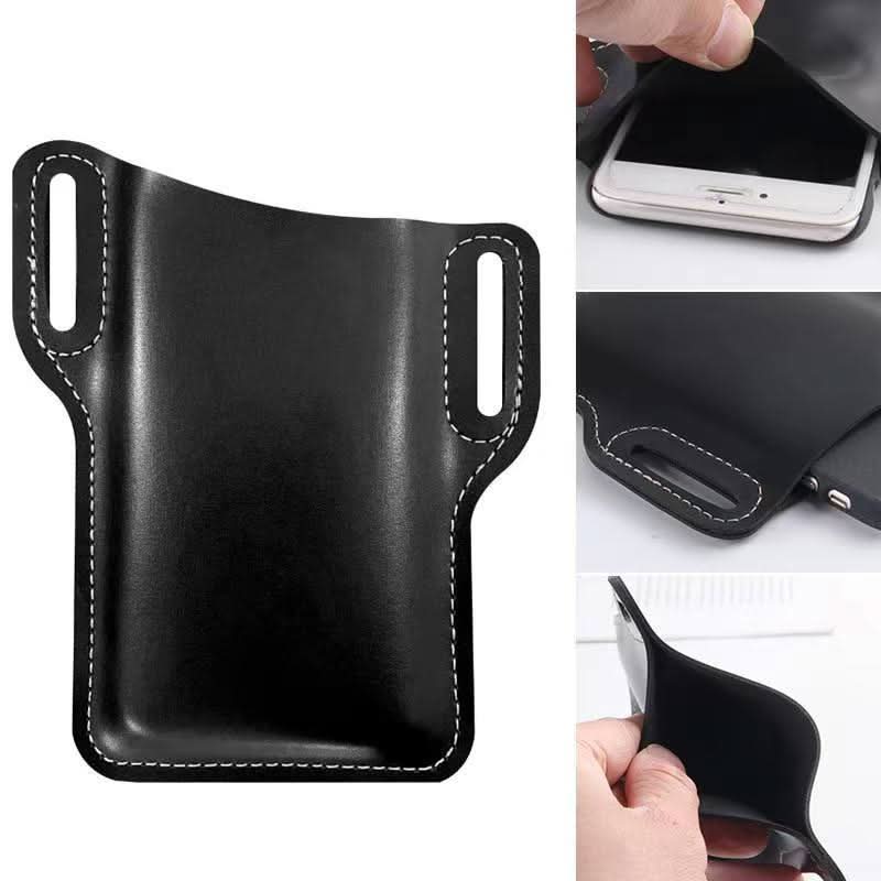 Men’s Belt Phone Pouch – PU Leather Waist Bag for Outdoor Use