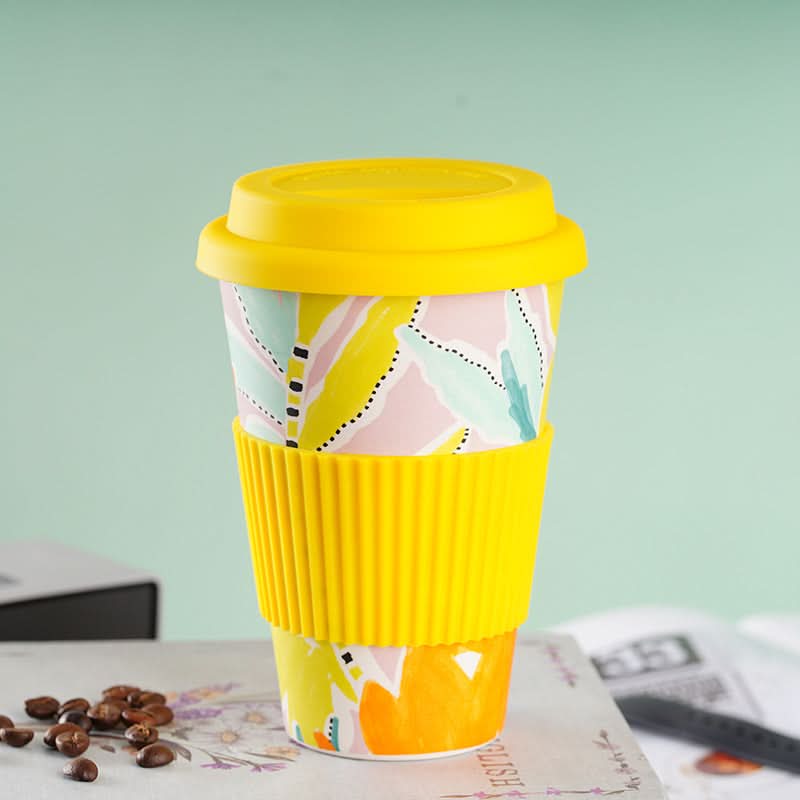 Eco-Friendly Bamboo Fiber Coffee Cup – Biodegradable, Leakproof Travel Mug (470ML)