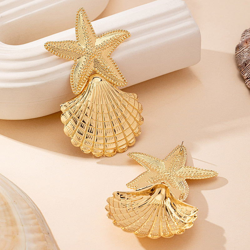 Bohemian Shell Earrings for Women – Alloy Geometric Holiday Fashion Jewelry
