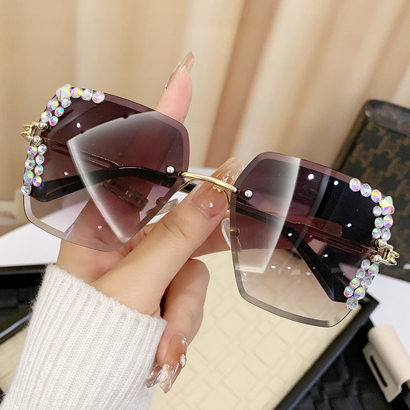 Women’s Square Frame Sunglasses – Glitter Diamond UV400 Fashion Shades