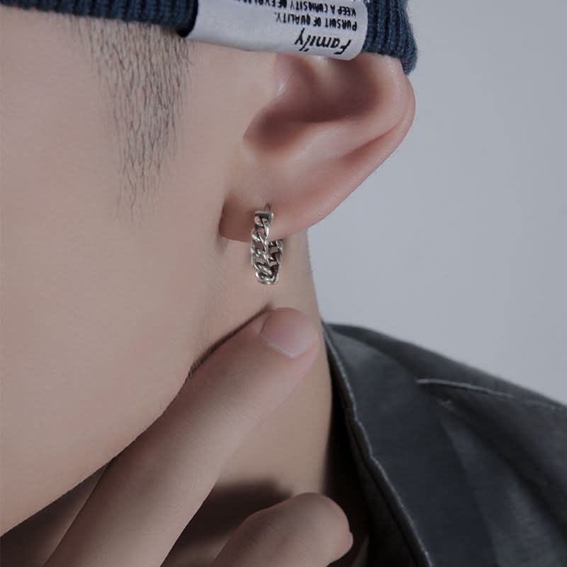 Men’s Minimalist Silver Hoop Earrings – Punk Hip-Hop Fashion