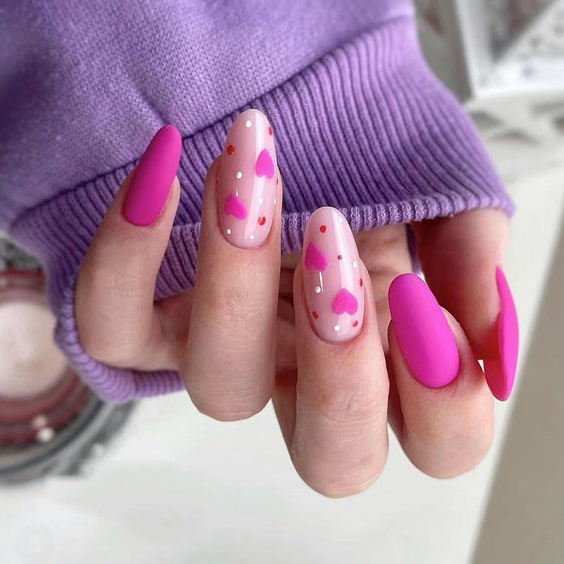 Rose Red Almond Press-On Nails – Valentine’s Day Love Nail Art