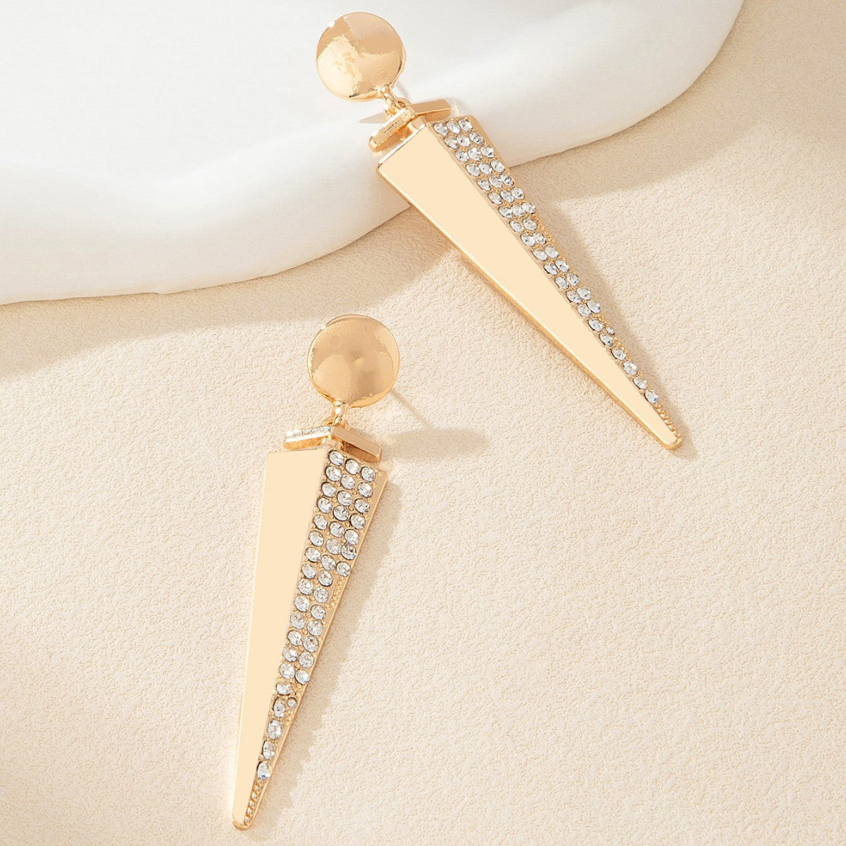 Triangle Geometric Earrings for Women – Shiny Diamond Inlaid Fashion Jewelry