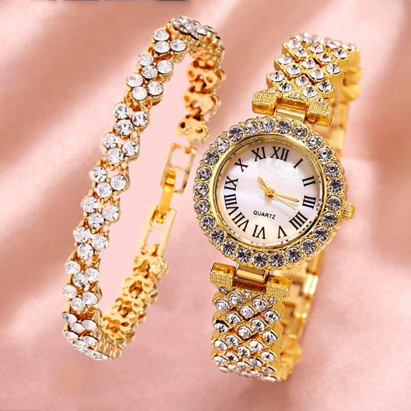 Women’s Roman Numeral Diamond Quartz Watch – Fashion Bracelet Style