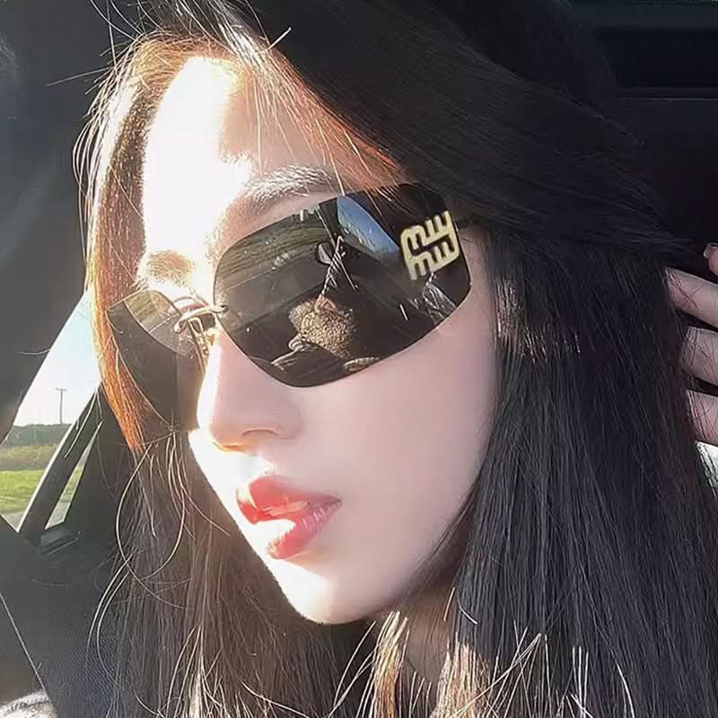 Women's Street Style Frameless Slim Sunglasses – Retro Gold Frame