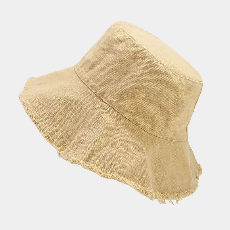 Women's Washed Cotton Bucket Hat – With Fur Edge and Hanging Rope