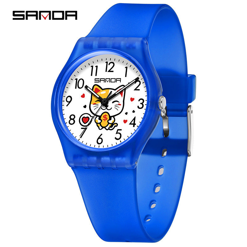 Sanda Kids Cartoon Watch – Waterproof Luminous Quartz Watch for Boys and Girls