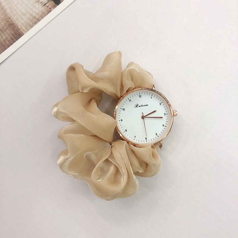 Girls’ Korean Scrunchy Strap Quartz Watch – Fashion Digital Dial