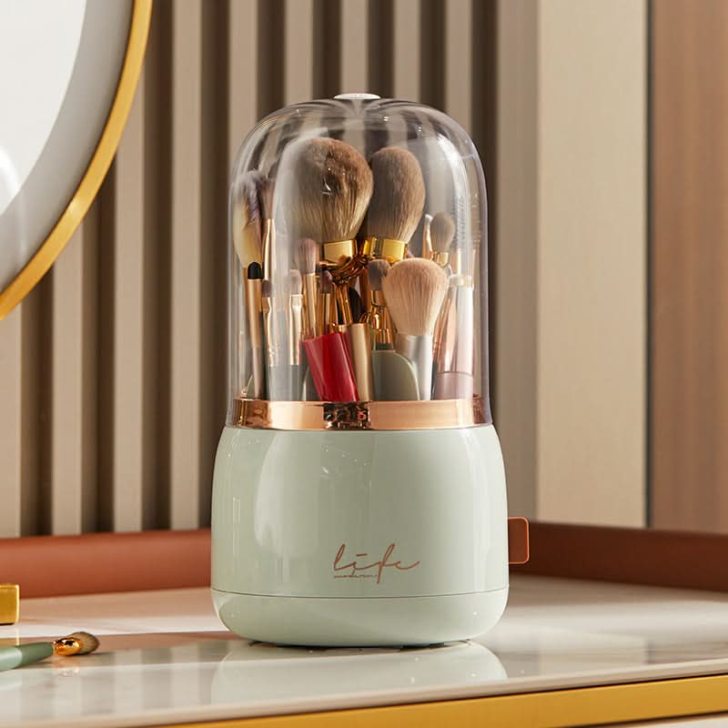 Luxury Makeup Brush Storage Bucket - Rotating Dustproof Organizer