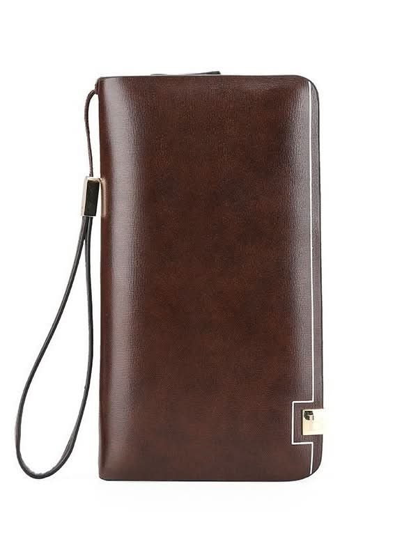 Men's PU Leather Business Clutch – Long Wallet with Single Pull