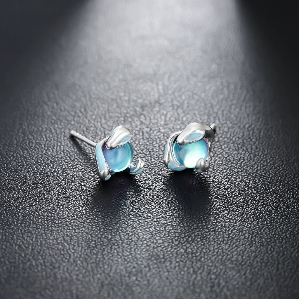 Trendy Medusa Ice Blue Eye Earrings for Men & Women - Fashionable