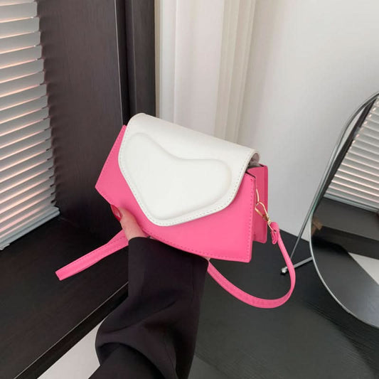 Women's Contrast Color PU Shoulder Bag
