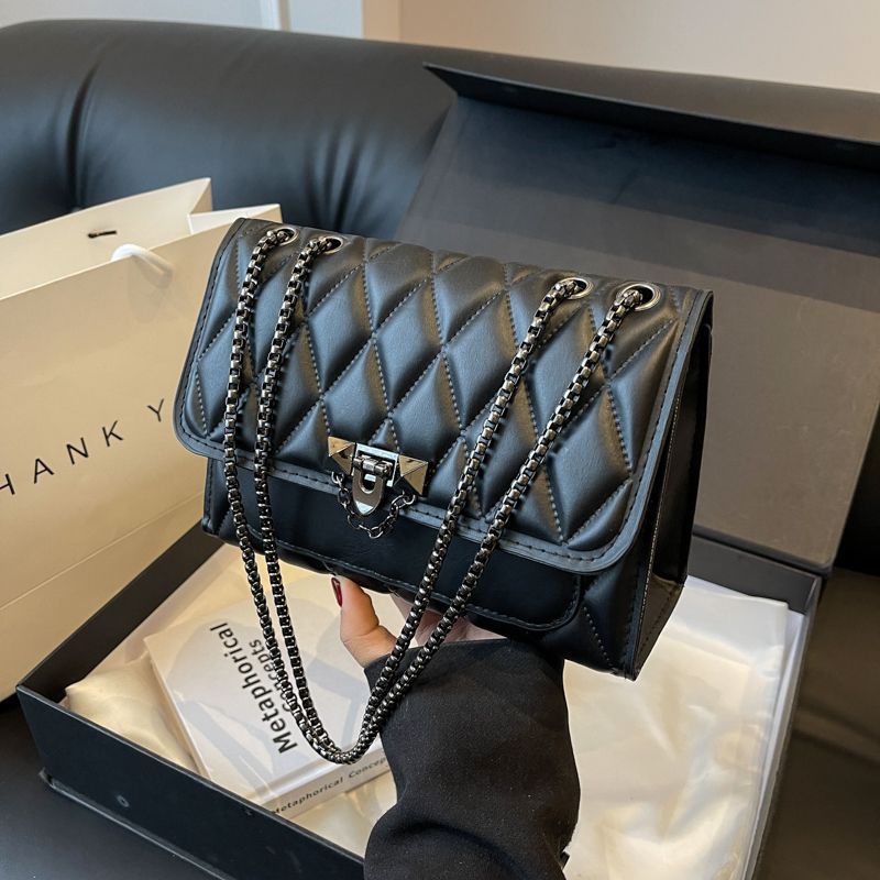 Mini Quilted Chain Shoulder Bag – PU Leather Small Square Messenger Purse for Women