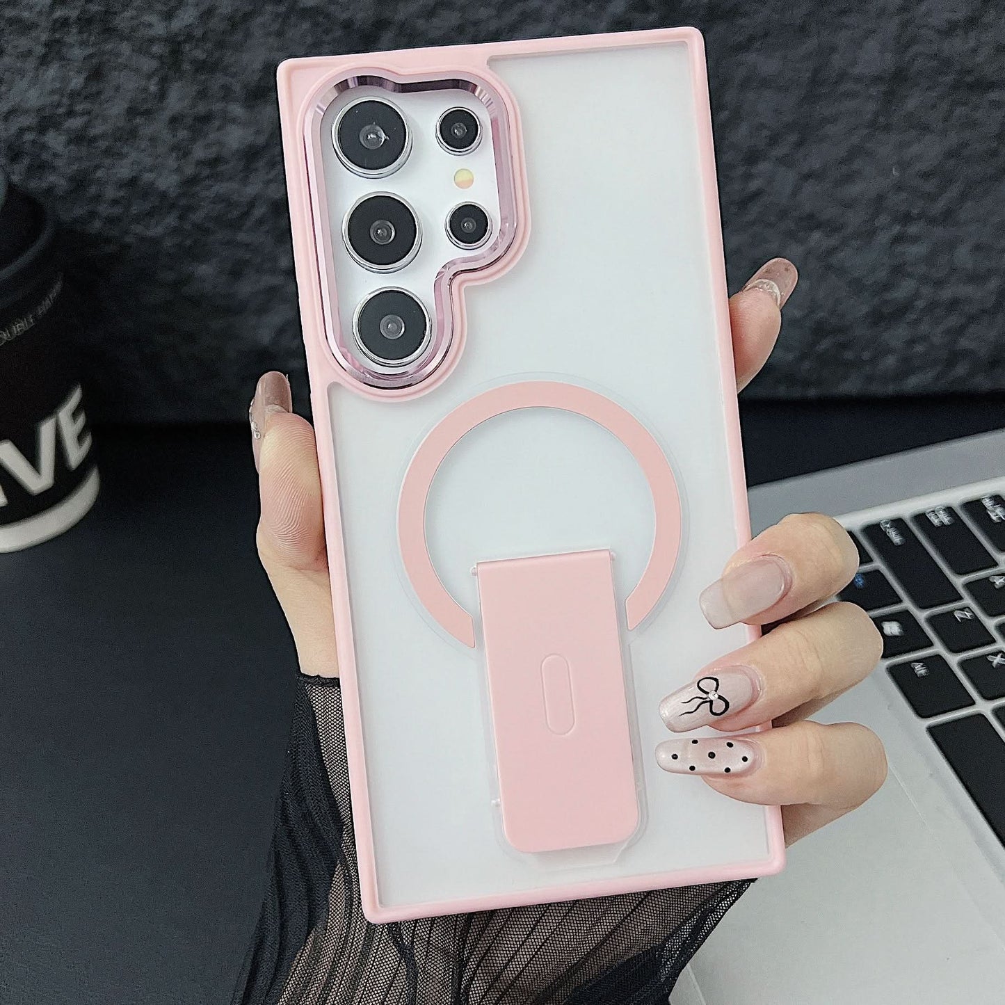 Magnetic Stand Case for Samsung S25 Series – Frosted Anti-Fall