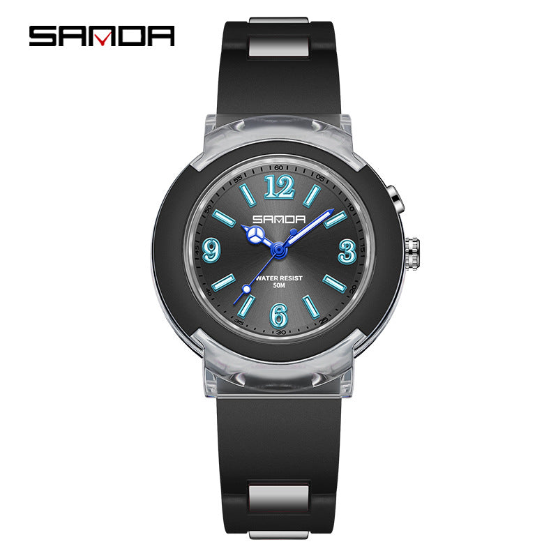 Sanda Kids Waterproof Quartz Watch – LED Light Analog Sports Watch for Boys & Girls