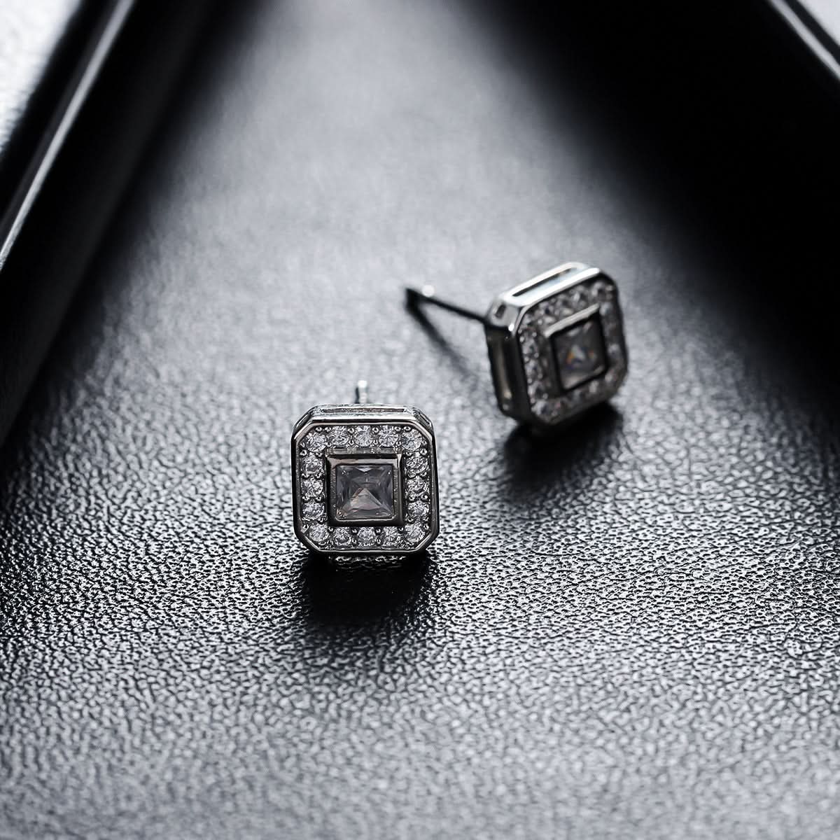 Unisex Silver Zircon Earrings – Titanium Steel Geometric Earrings