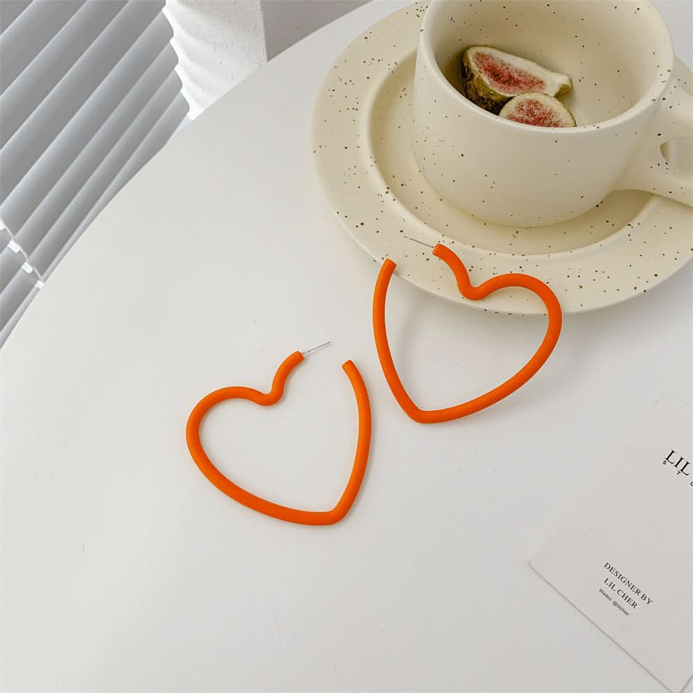 Candy Color Love Earrings - Acrylic Open Hoop for Women