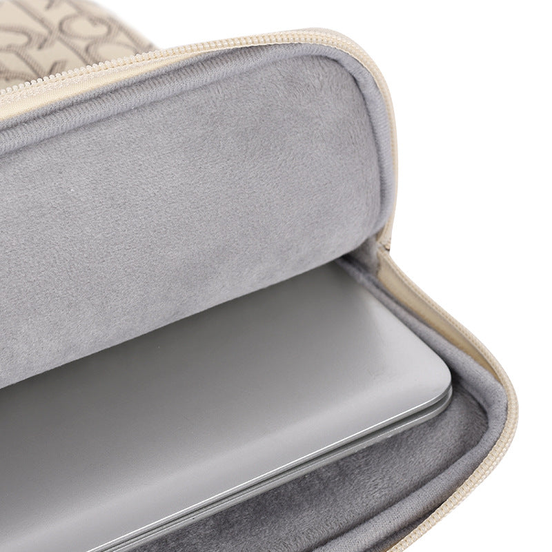 Monogram PU Laptop Sleeve – Waterproof, Shockproof Case for 11–15 inch Devices