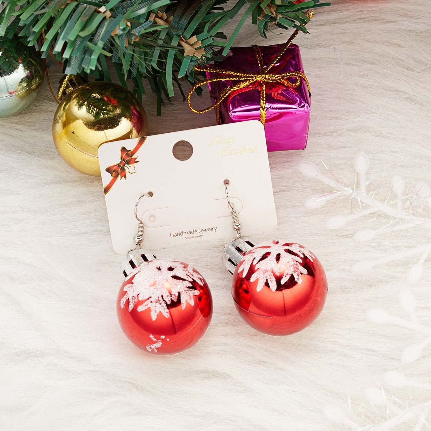 Christmas Snowflake Resin Earrings for Women