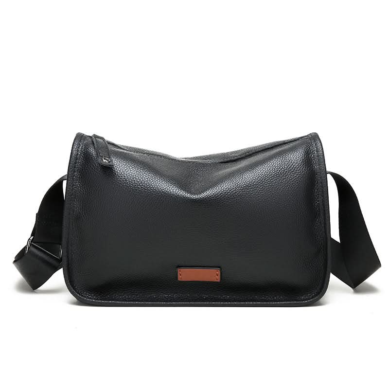 Men's Black Leather Backpack – Soft Shoulder Messenger Bag