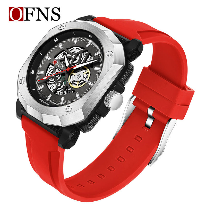 OFNS Men’s Square Quartz Watch – Luminous Hands, Calendar & Waterproof Design