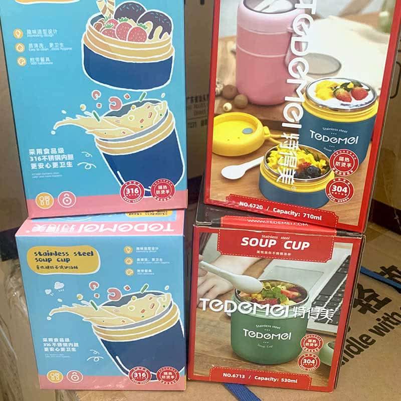 Portable Soup & Porridge Container Stainless Steel Insulated Breakfast Cup – 530-710ml
