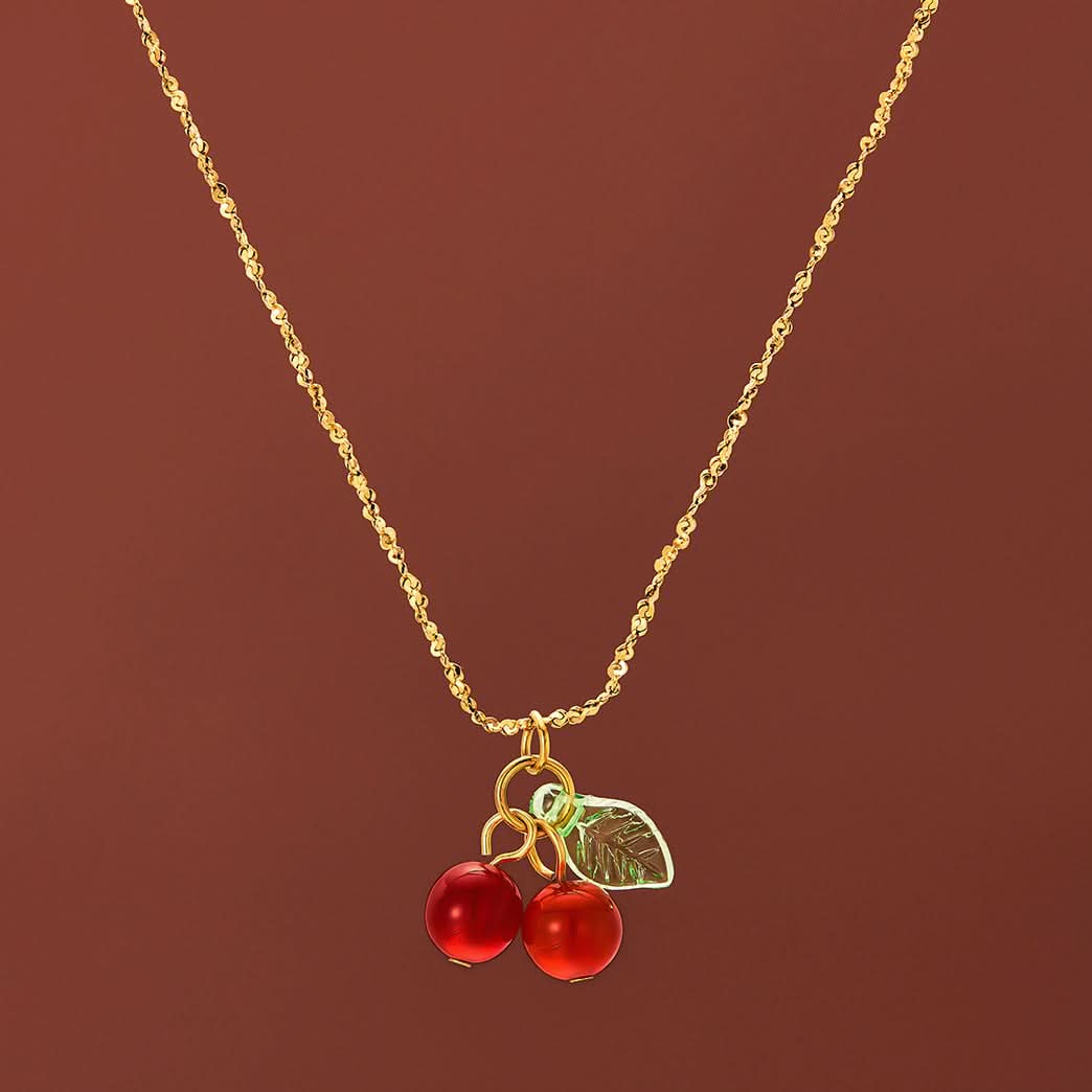 Sweet Red Cherry Chalcedony Necklace – For Women