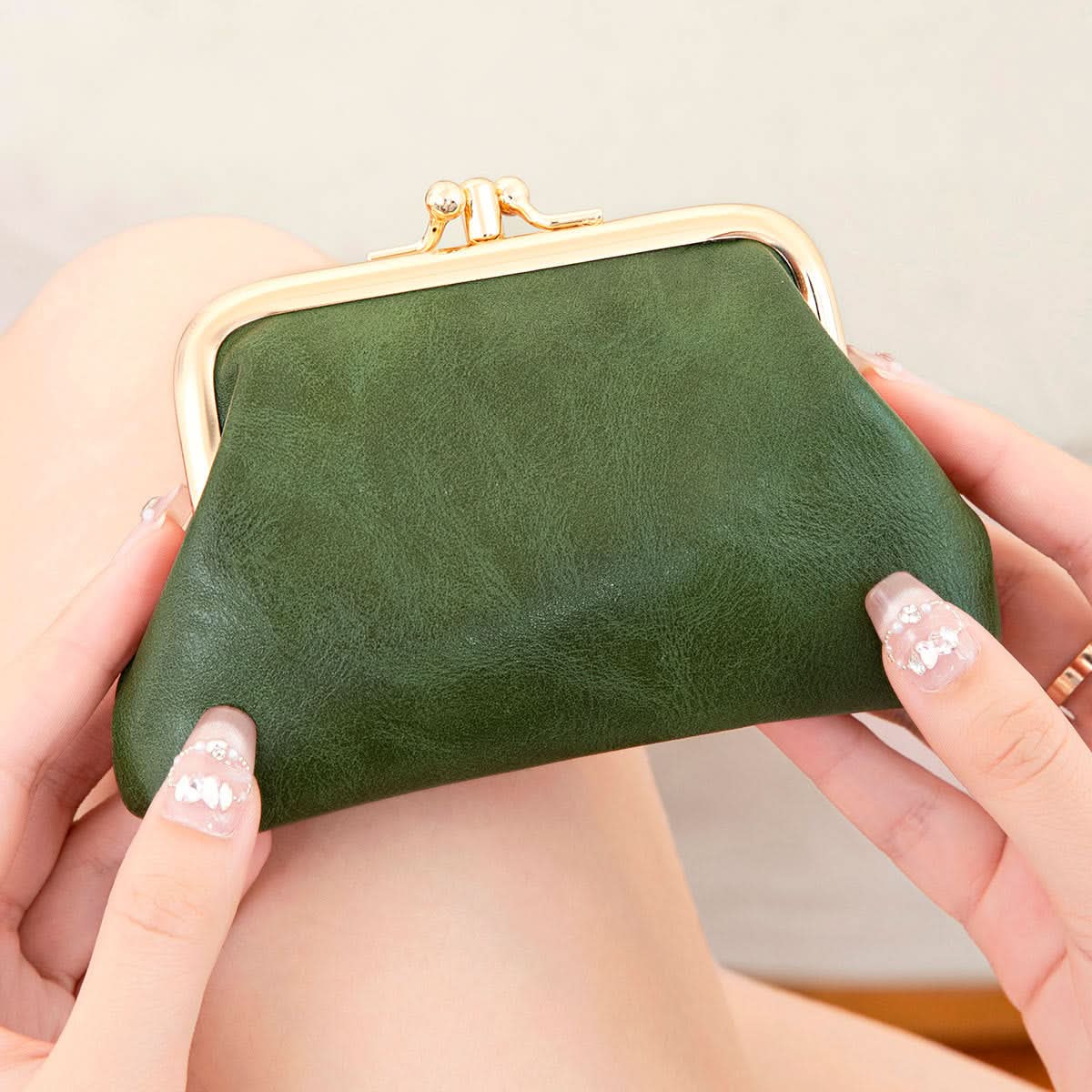 Women's PU Leather Coin Purse – Retro Clip Key Card Wallet