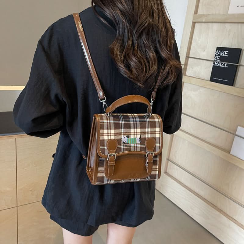 Women's Retro Plaid Small Backpack – Stylish Commuter Bag