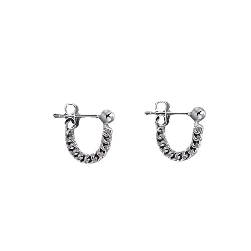 Men’s Silver Tassel Earrings – Punk Gothic Statement Jewelry