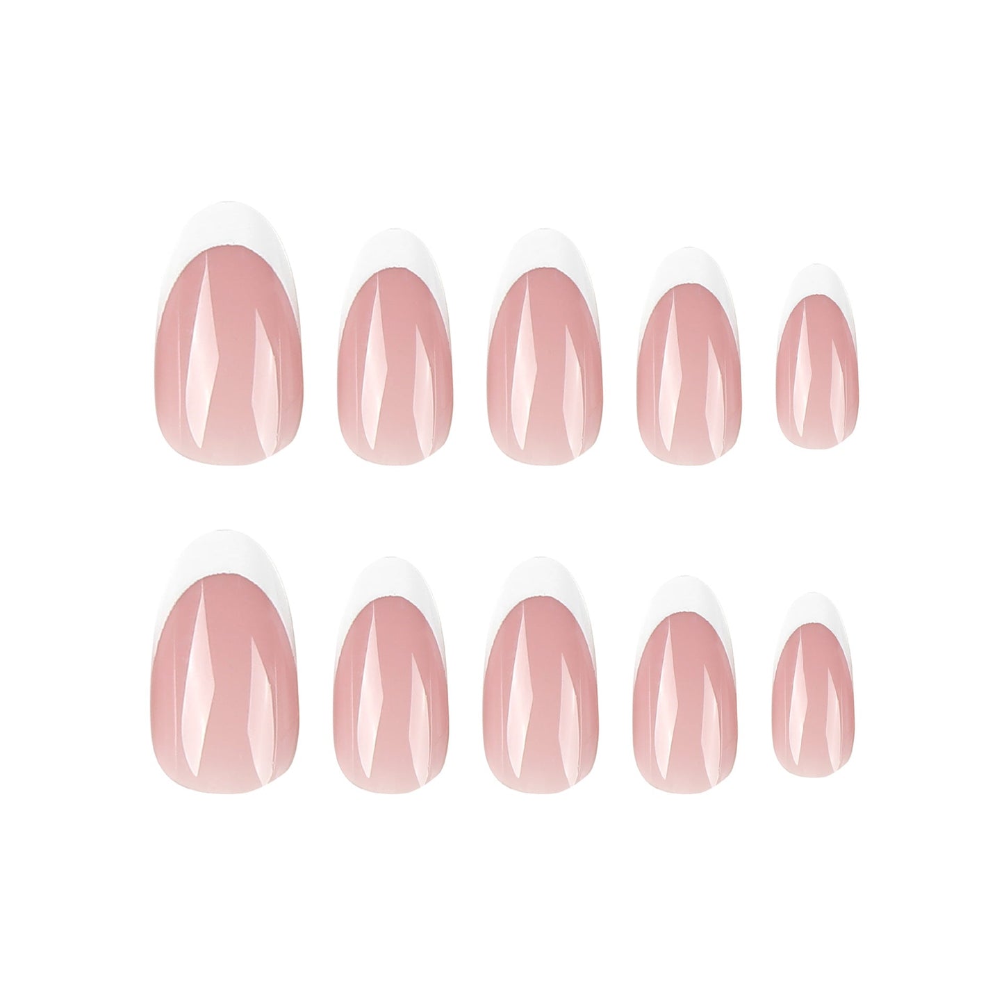 Medium Almond French Tip Press-On Nails – Glossy Nude White