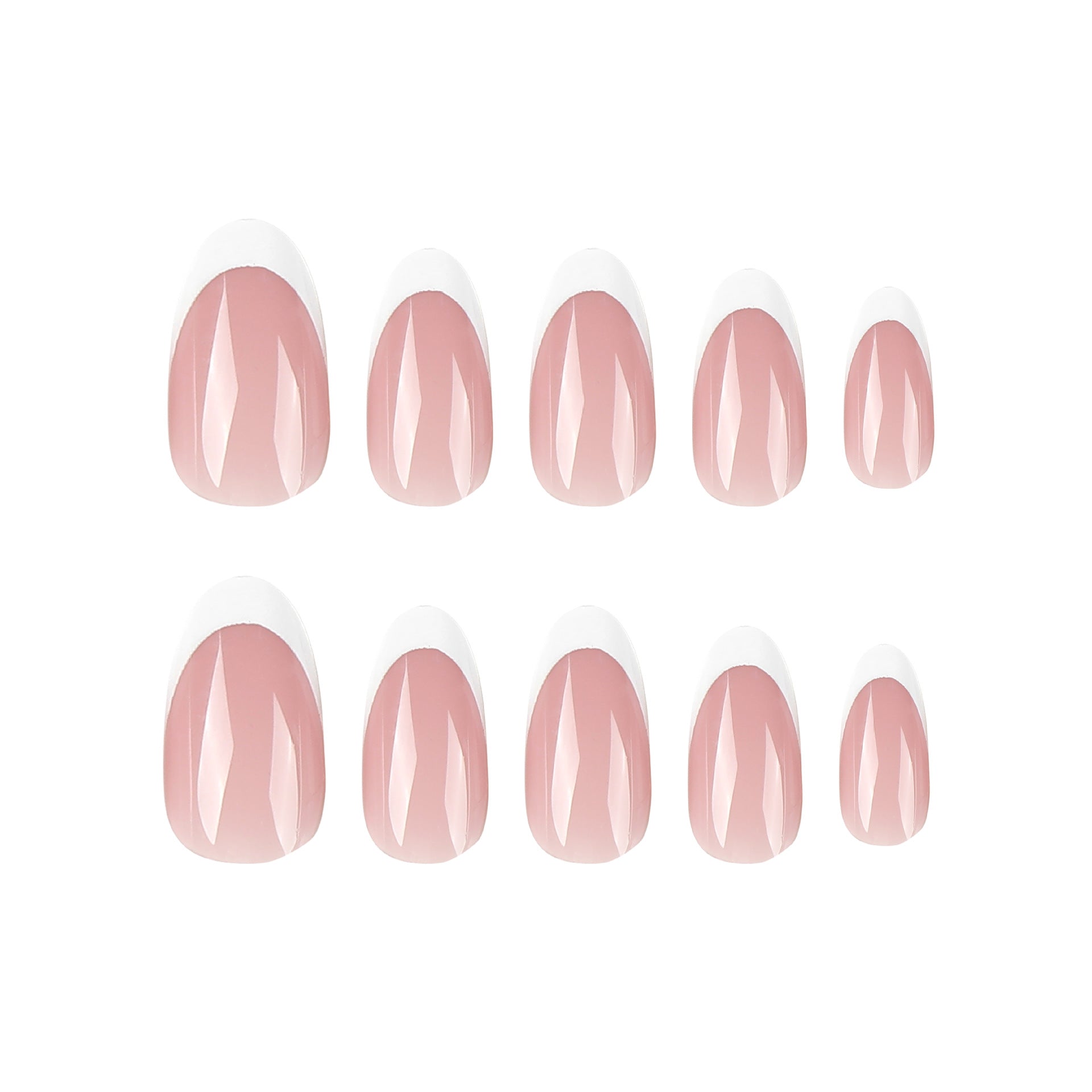 Medium Almond French Tip Press-On Nails – Glossy Nude White