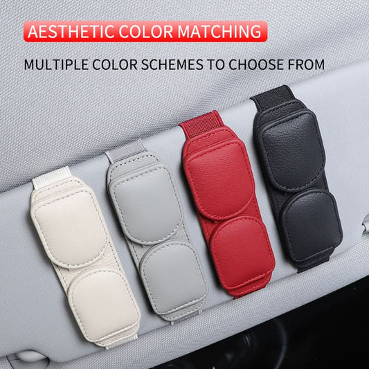 Leather Car Sunglasses Holder – Sun Visor Glasses & Card Storage Box