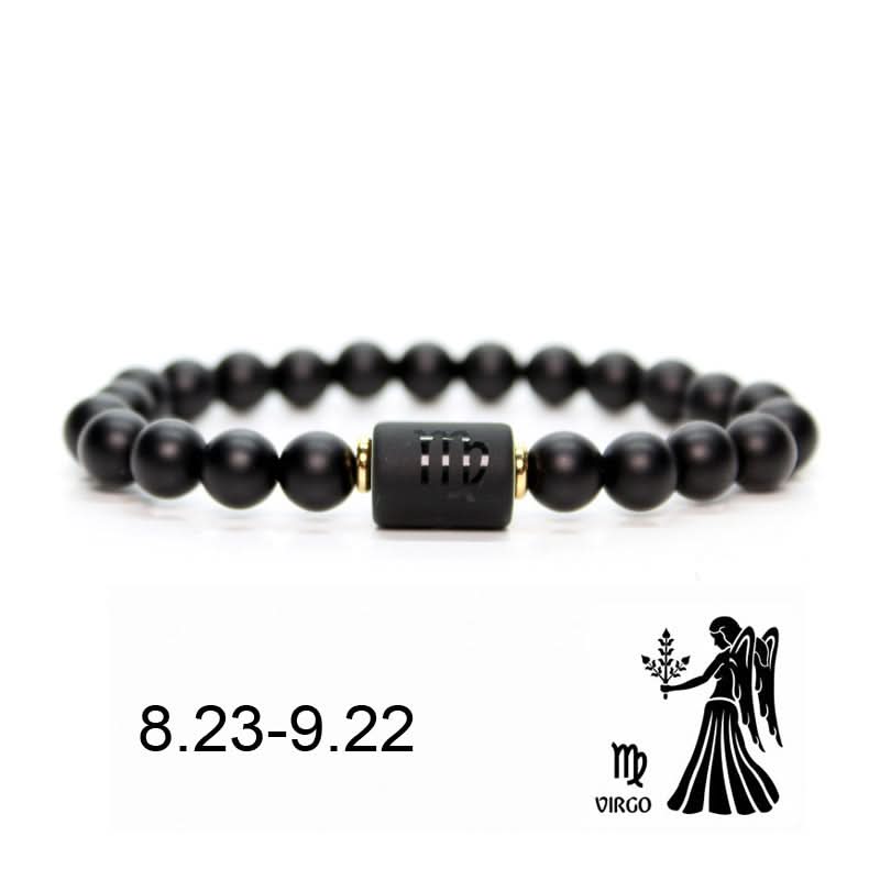 12 Constellations Black Agate Bracelet – Unisex Zodiac Bracelet