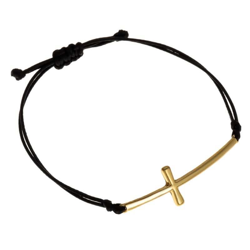 Cross Charm Braided Bracelet for Men – Gold Unisex Wristband