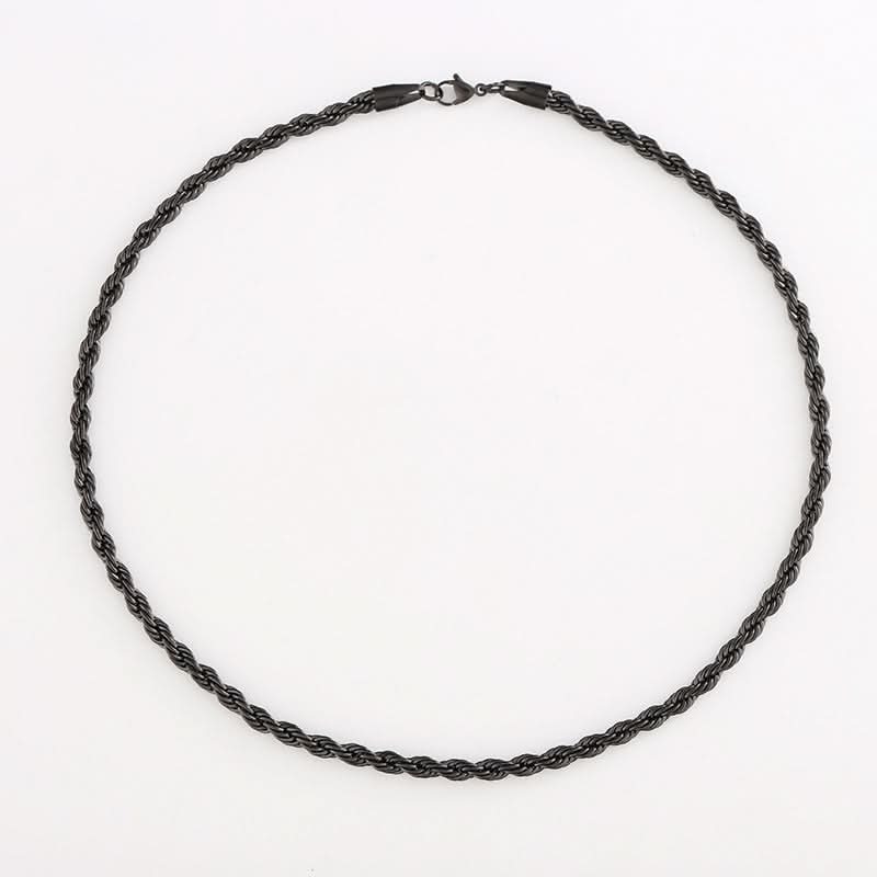 Men’s Black Titanium Steel Twisted Chain Necklace – Minimalist