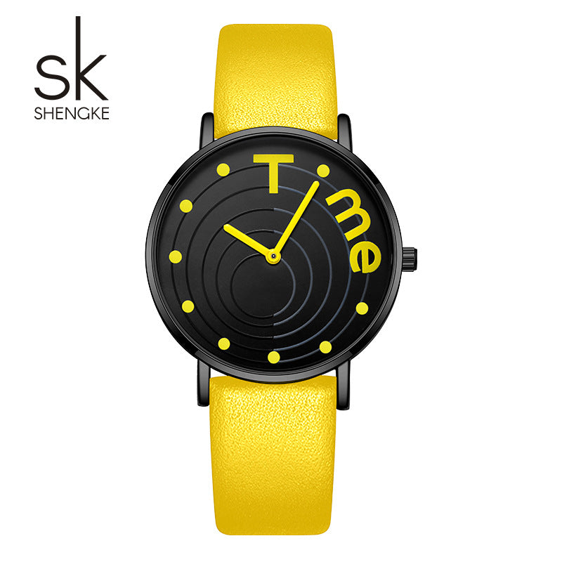 SK Women’s Quartz Watch – Fashion Round Dial, 36mm Waterproof PU Strap Wristwatch