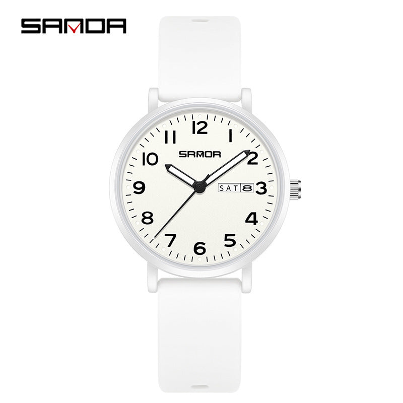 Sanda Waterproof Quartz Watch – Korean Style Silicone Sports Watch for Students