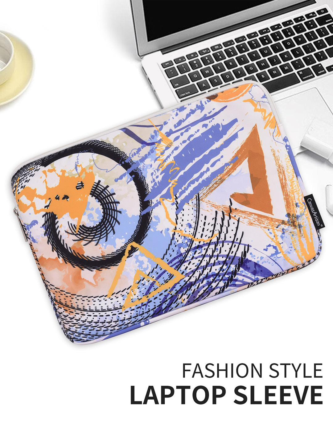 Stylish Scribble Laptop Sleeve – Shock-Resistant Polyester Case for 11–15 Inch Devices
