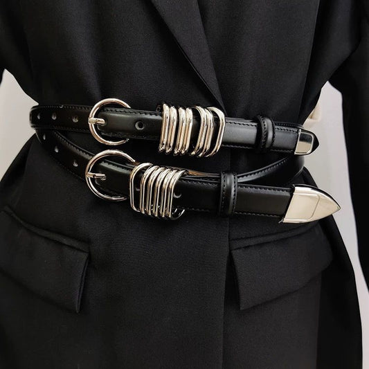 Women’s Fashion Metal Buckle Belt – Stylish Korean-Style Jeans Belt for Everyday Outfits
