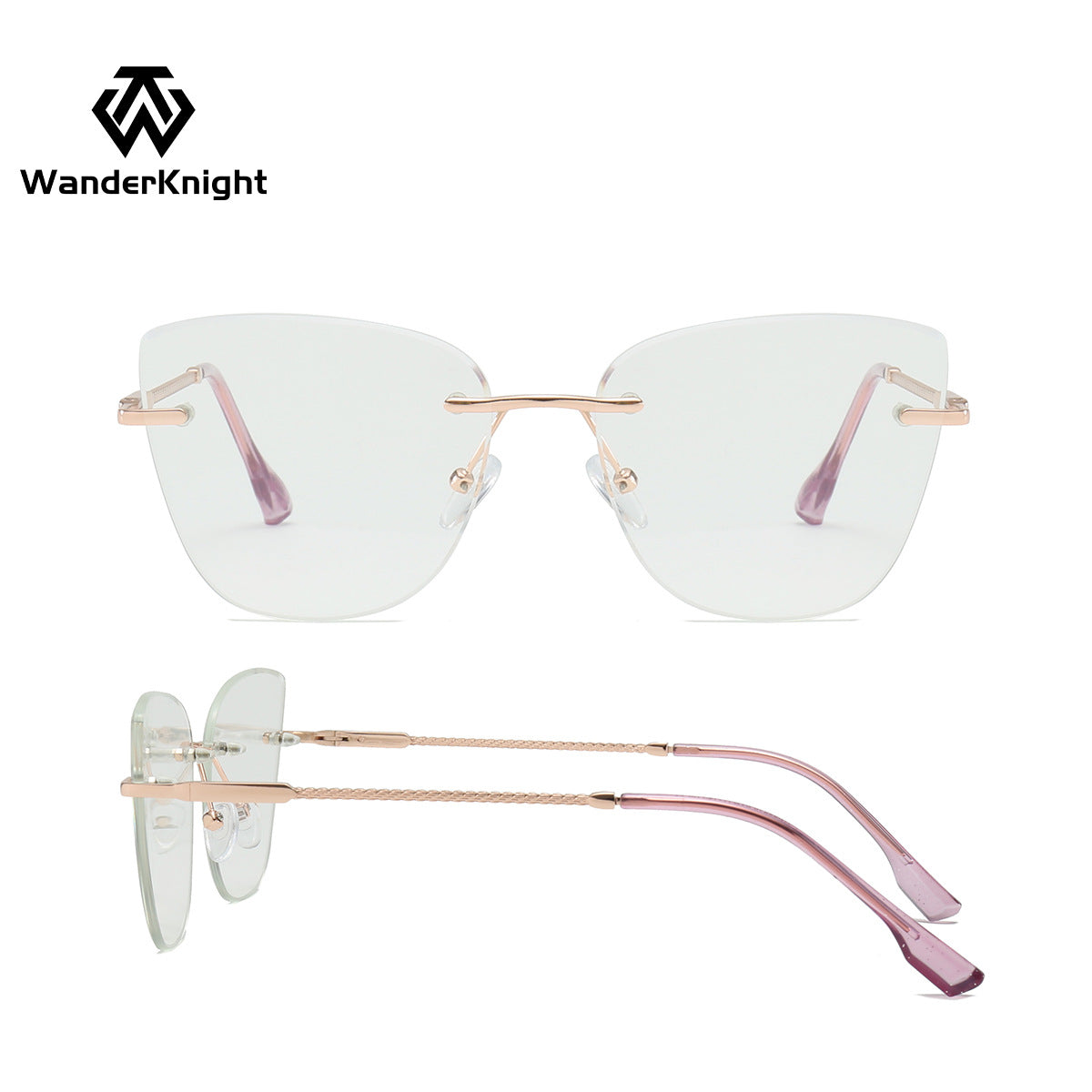 Rimless Women’s Myopia Glasses Frame – European & American Style | Prescription-Ready