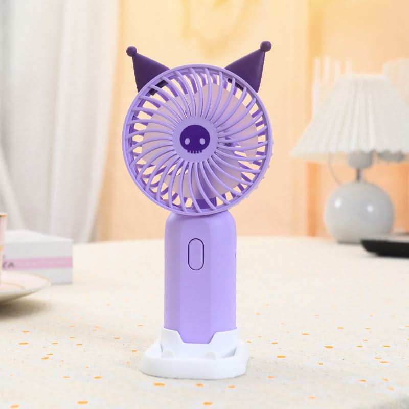 Portable Cartoon Handheld Fan – USB Rechargeable, Detachable Base