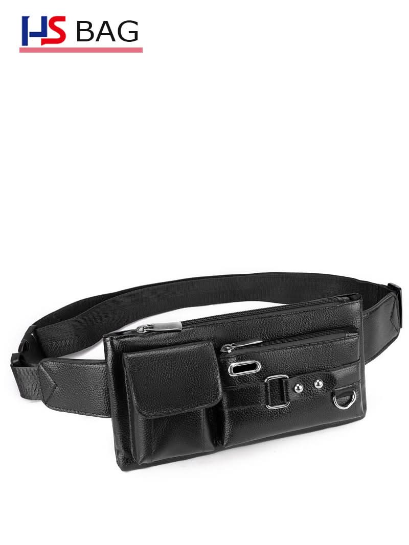 Men's PU Leather Chest and Waist Bag – Multi-Layer