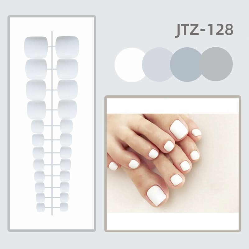 Glossy Toenail Nail Stickers – 24-Piece Finished Fake Nails Set