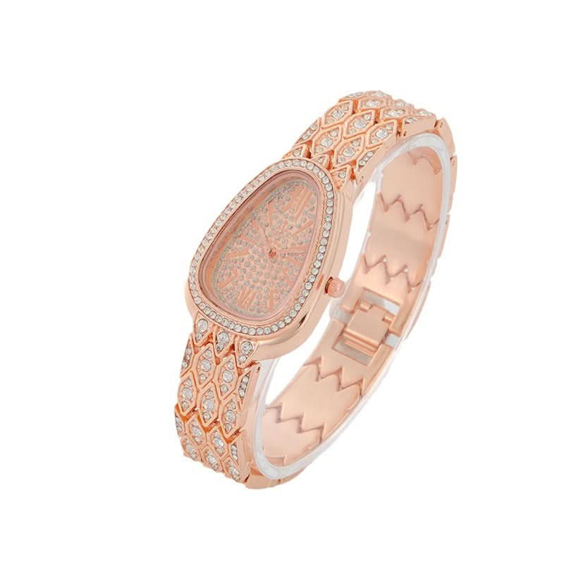 Women's Luxury Snake Bracelet Watch – Full Diamond Quartz Timepiece