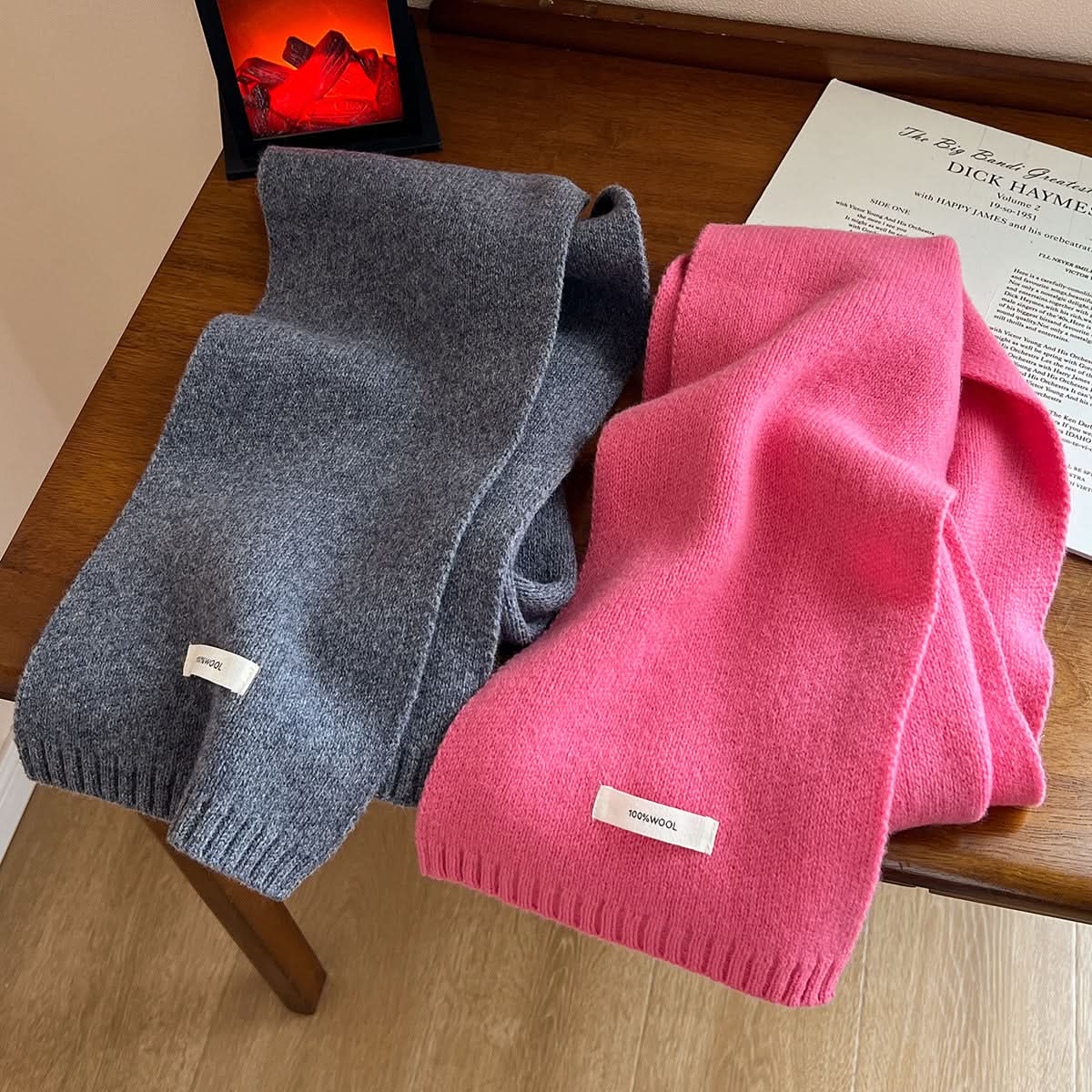 100% Pure Wool Winter Scarf – Solid Color for Adults