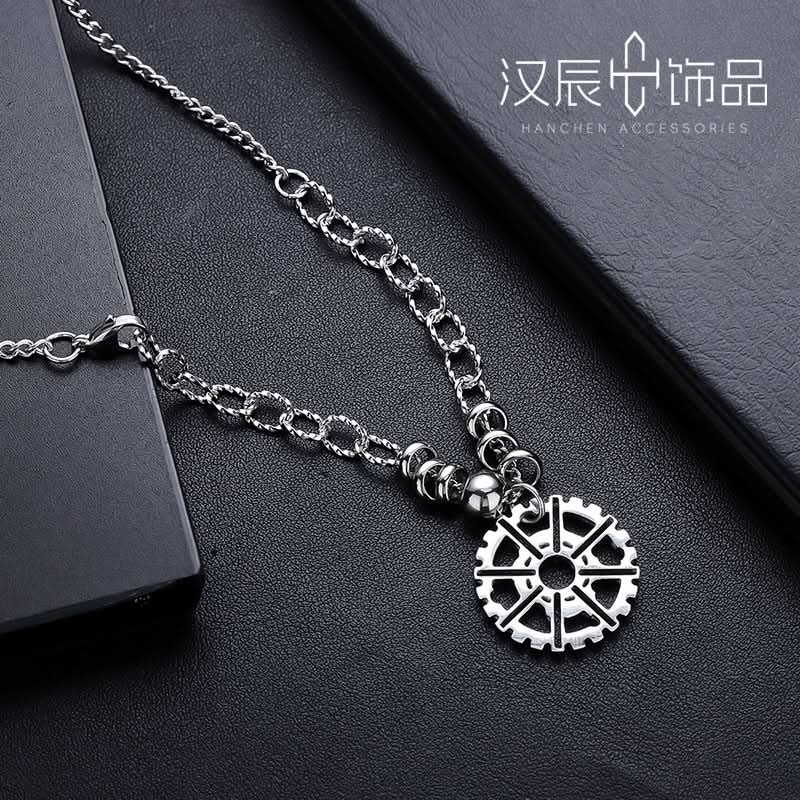 Men’s Gear Pendant Necklace – Hip-Hop Streetwear Chain
