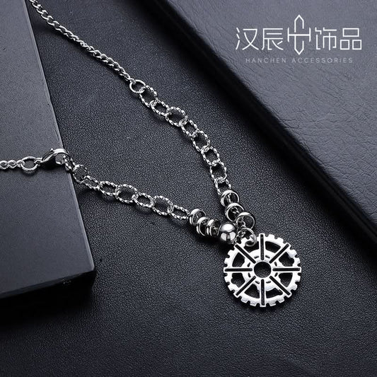 Men’s Gear Pendant Necklace – Hip-Hop Streetwear Chain